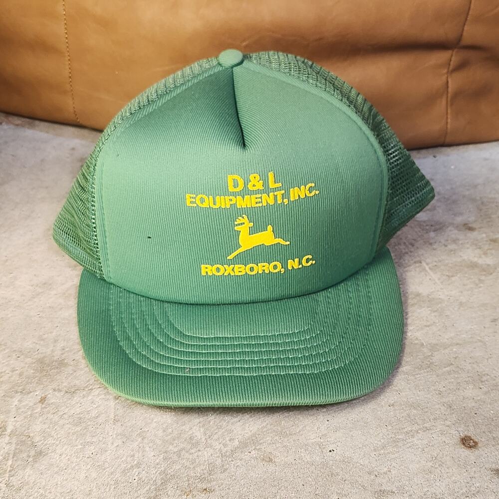 VTG 80s D&L Equipment John Deere Hat Green Mesh Snapback Roxboro NC Capital OSFA - Picture 8 of 8